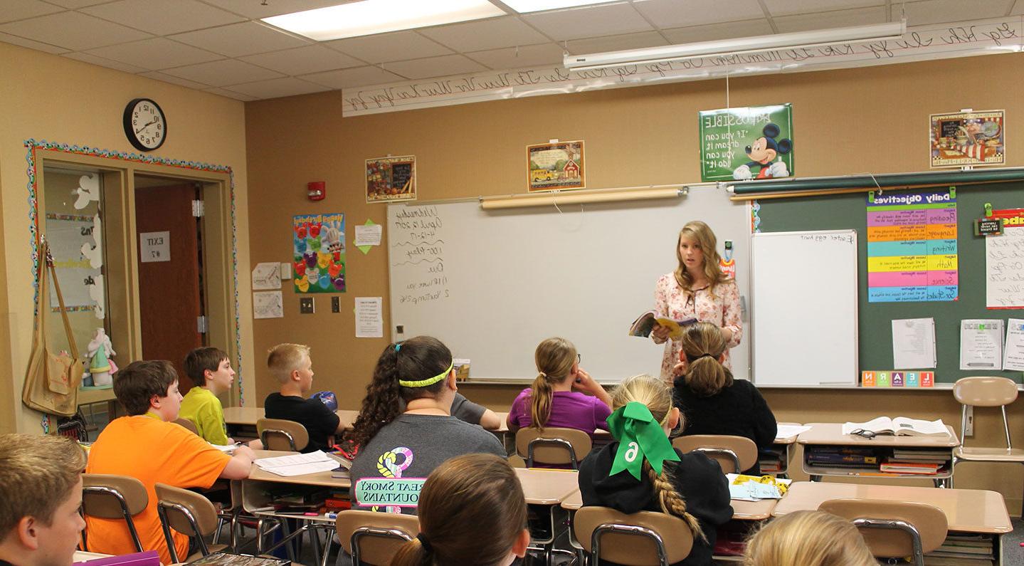 SMWC student teaching an elementary class